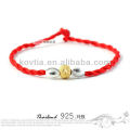 Newest silver beaded bracelets red braided rope bracelet wholesale